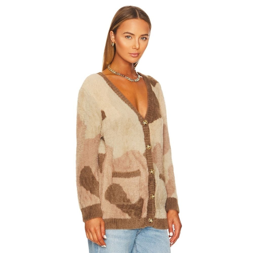 NEW SER.O.YA Talon Camo Knit Cardigan in Beige